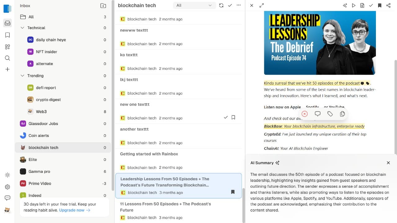 Rainbox: AI-Powered Newsletter Reader